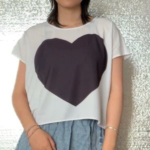 Simple black heart crop top